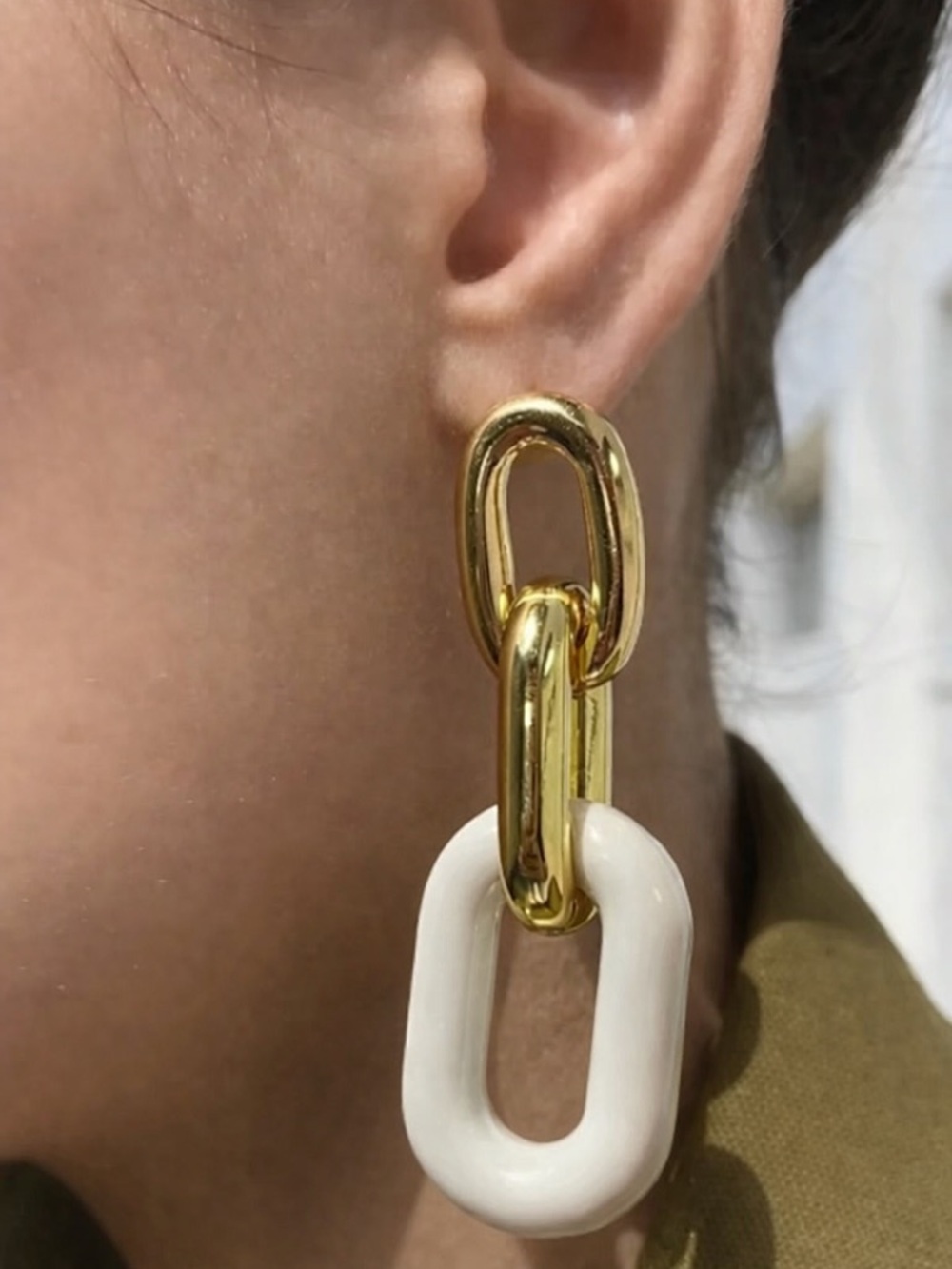 Sheila Fajl Shakedown Earrings in White Resin + 18k Gold